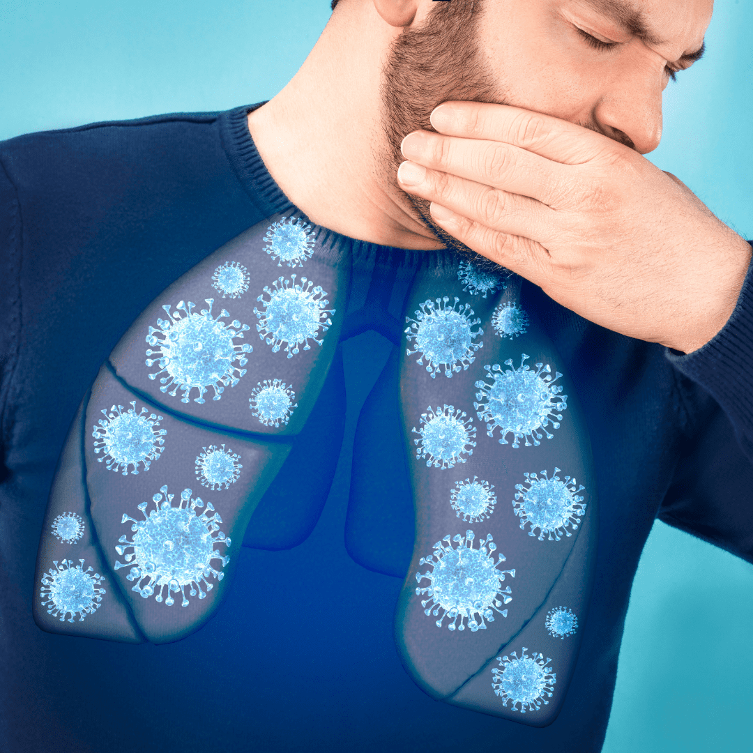 Imagen de una persona con alergia que sufre de tos seca continua.
